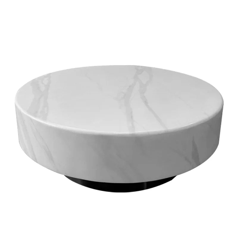 Marble Coffee Table Round Marble Design — White | KIMLUD