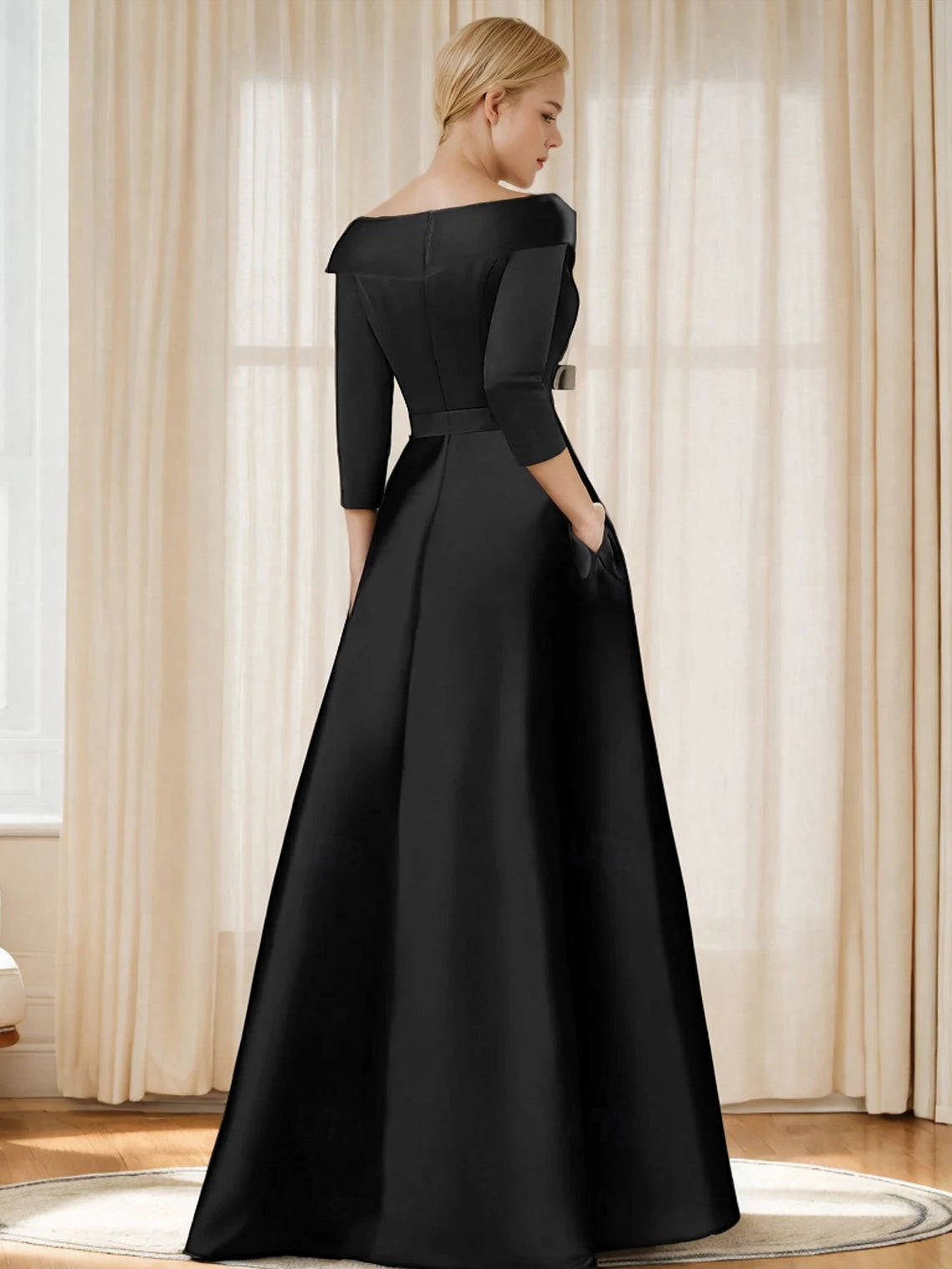 A-Line Evening Gown Elegant Dress Formal Floor Length Shirt Collar Pocket with Appliques dress to impress 2025 free customized - KIMLUD
