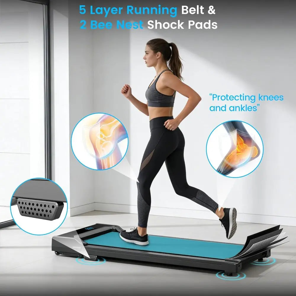 Sleek Steel Portable Treadmill Adjustable Speed, 220 Lbs Capacity, For Home Use — Black | KIMLUD