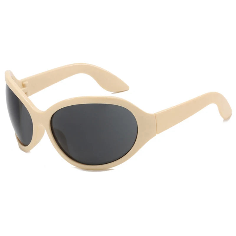 Oversized Plastic Sunglasses Oval — Ivory | KIMLUD