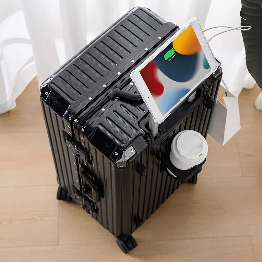 Aluminum Framed Luggage 30/32-Inch Large Cup and Phone Holder — Silver | KIMLUD
