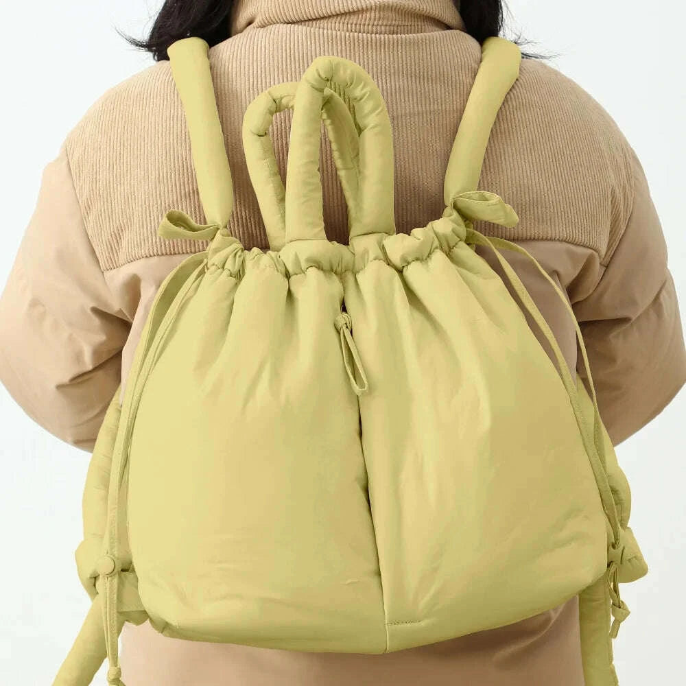 KIMLUD, Puffer Backpack For Women Handbag With Top Handle Shoulder Bag Soft Lightweight Drawstring Puffy Tote Carry On Bag, KIMLUD Womens Clothes