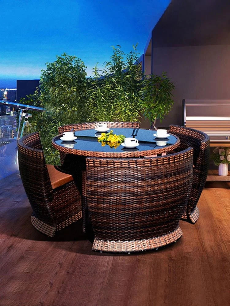 Modern Outdoor Wicker Dining Chair Set For Restaurant And Garden Patio Rustic Rattan Furniture For Outdoor Table Sofa