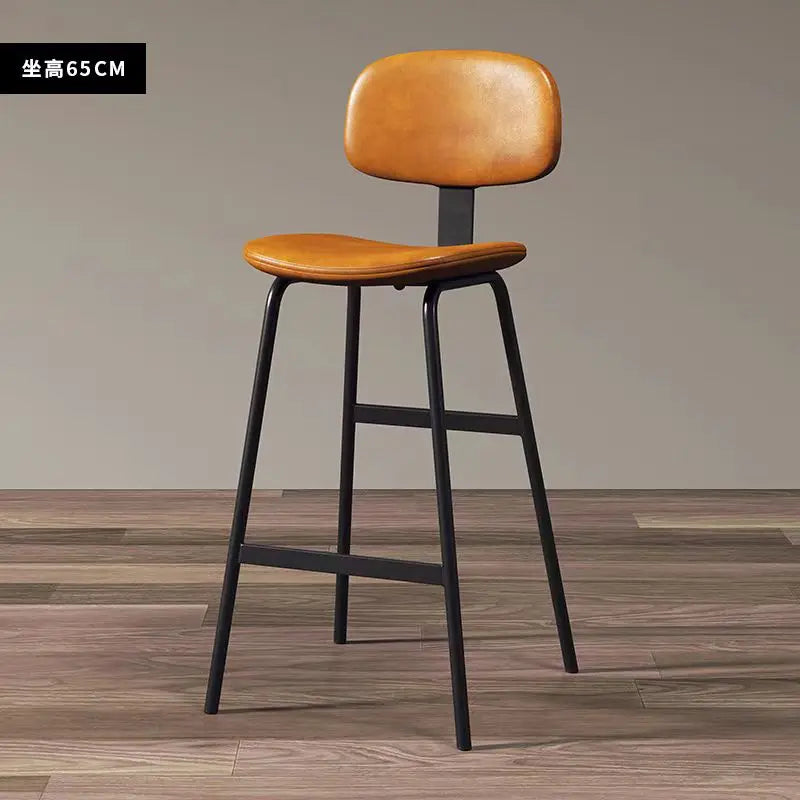 Industrial Wrought-Iron Bar Stool Soft Bag Seat — Black | KIMLUD