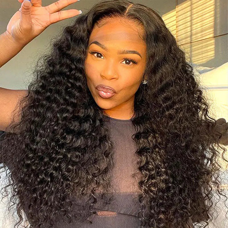 Lace Front Wig – Deep Wave 250 Density – Virgin Human Hair – Transparent | KIMLUD