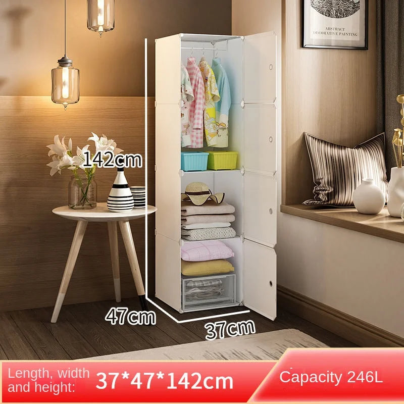 Plastic Wardrobe Collapsible with Large Space — White | KIMLUD