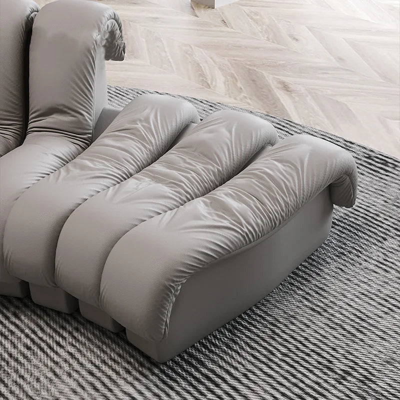 Leather Curved Modular Sectional Sofas - Black | KIMLUD