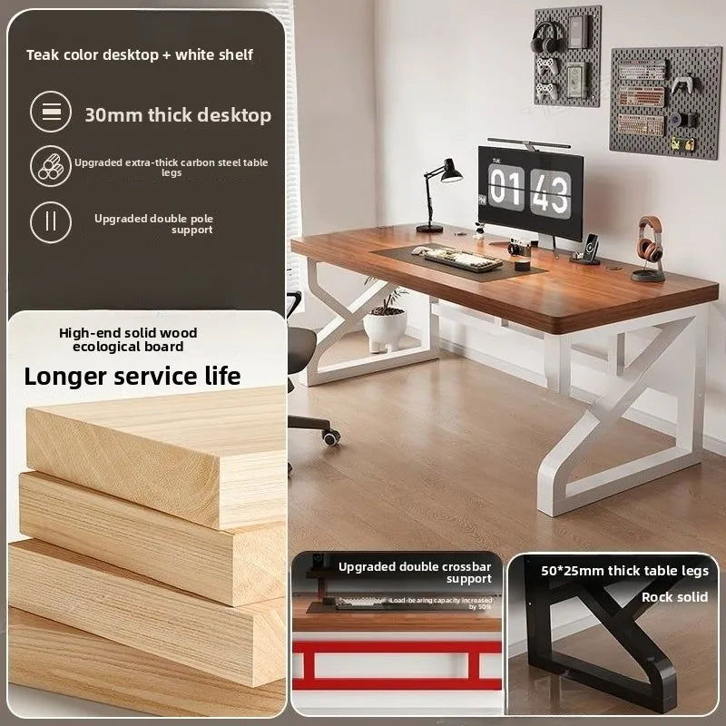 Heavy Duty 30MM Thick Solid Wood Computer Desk Ergonomic Office Desk Study Table Home Office Furniture Writing Desk Gaming