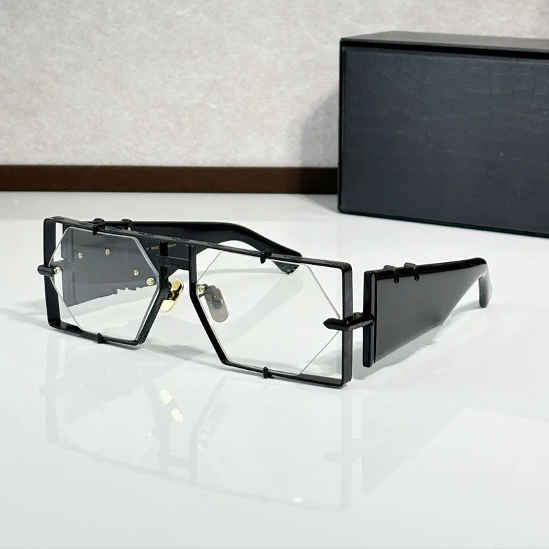 Metal Hexagon Sunglasses With Acetate Frame — Tortoiseshell Brown | KIMLUD
