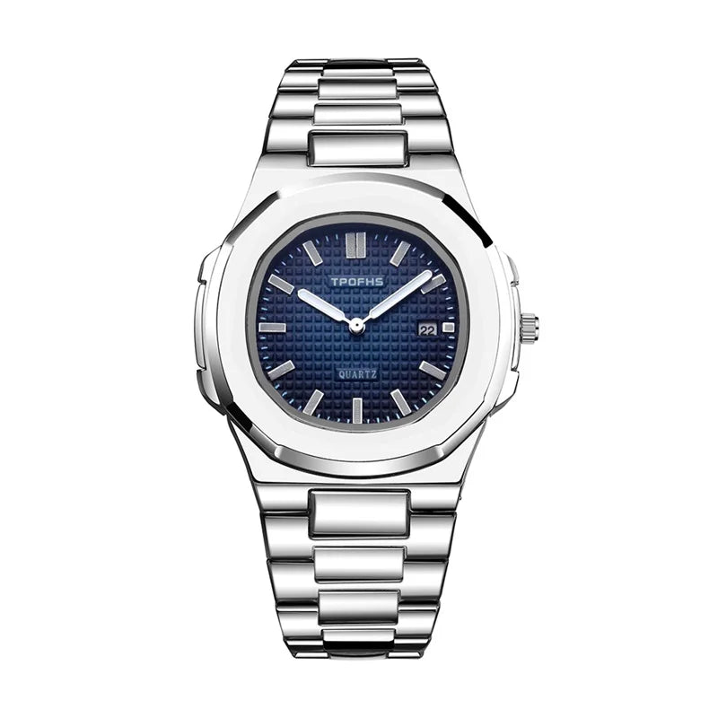 Luxury Watch Business 30M Waterproof Male Clock Luminous Date Stainless Steel Square Quartz Men Watch reloj hombre 2024 New - KIMLUD