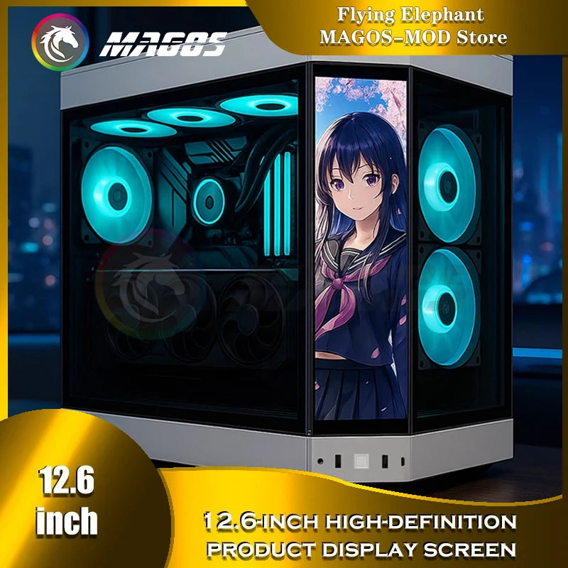 Side Panel Expand LCD Display HYTE Y60 PC Cabinet, Dedicated Secondary Screen Monitor 1920X515 Support Aida 64