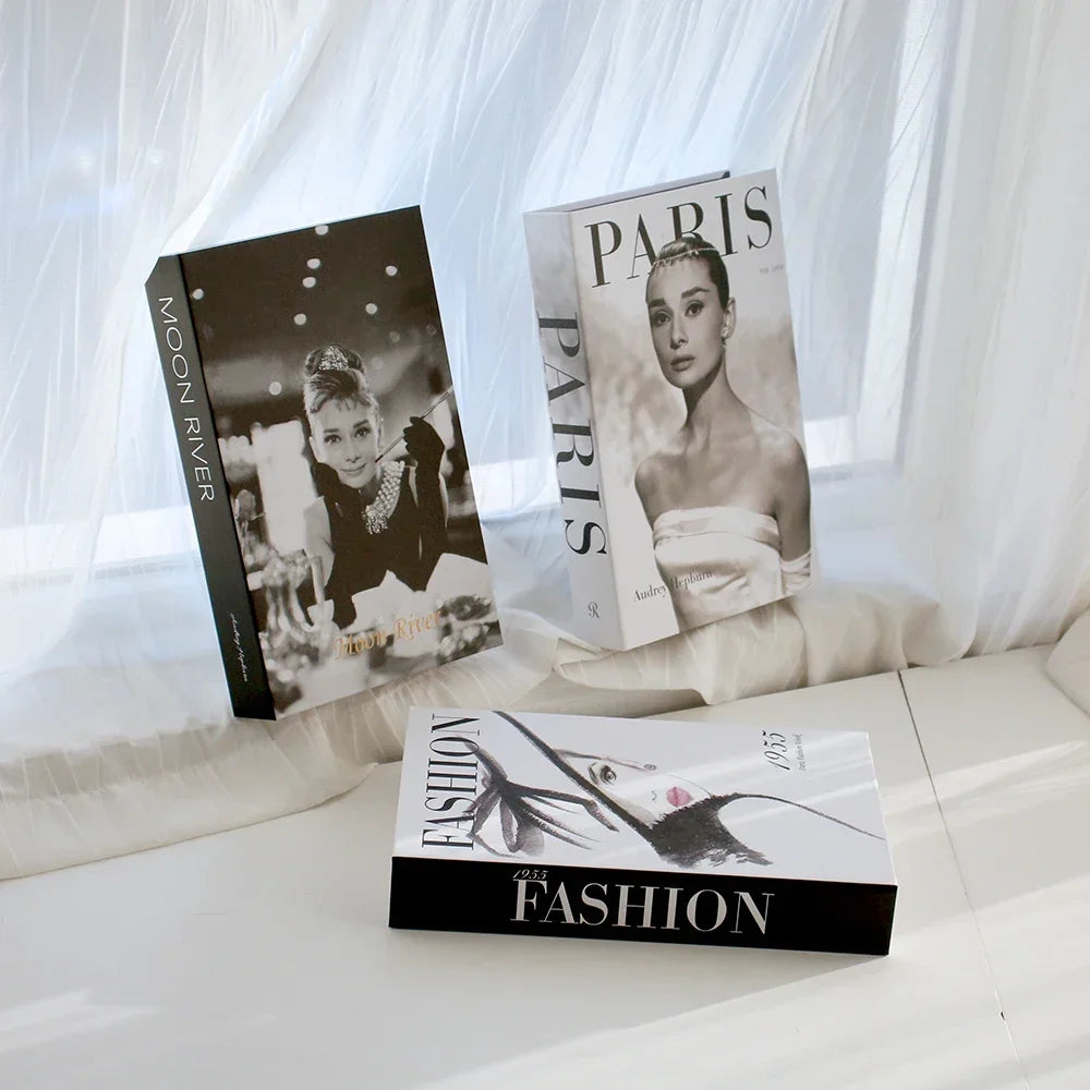 Foldable Faux Books Three-Piece Set for Couture Coffee Table Decor — Black | KIMLUD