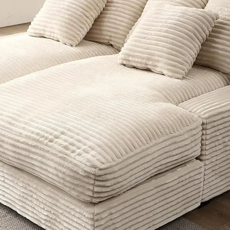 Anti-Cat Scratch Fabric Sectional Sofa With Solid Wood Frame — Ivory Cream | KIMLUD