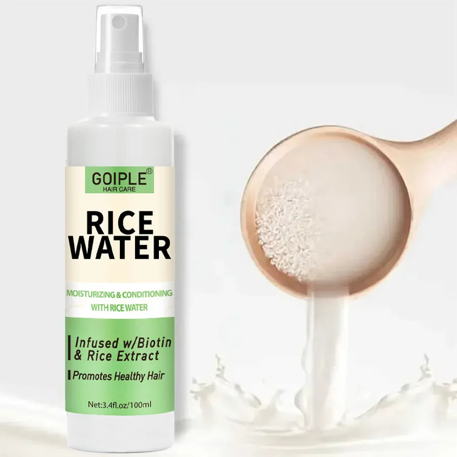 GOIPLE 100ml Rice Water Repair Dry Frizzy Damaged Refreshing Balance Scalp Nourish Roots Smooth Anti-loss Hair Growth Spray