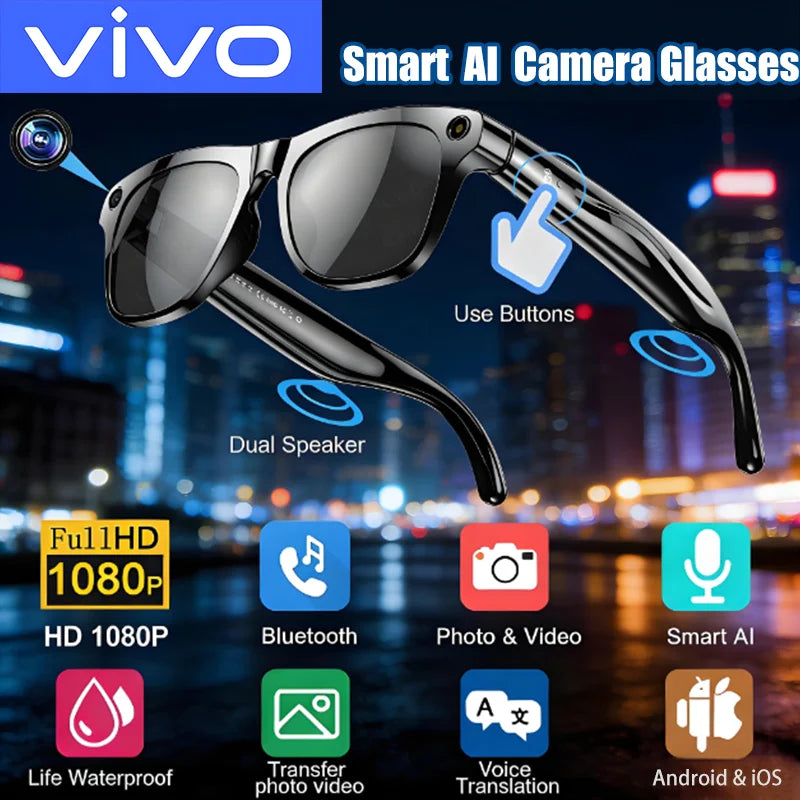VIVO Color Changing AI Smart Glasses Chat GPT 100MP Camera Bluetooth Call Voice Assistant Control Smart Glasses 2026 New