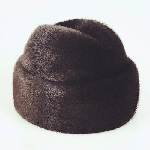New Fashion Men's Real Mink Fur Cap Men Natural Mink Fur Hat Winter Warm Top Hat Headgear Beanie Beret Natural Real Mink Fur Cap