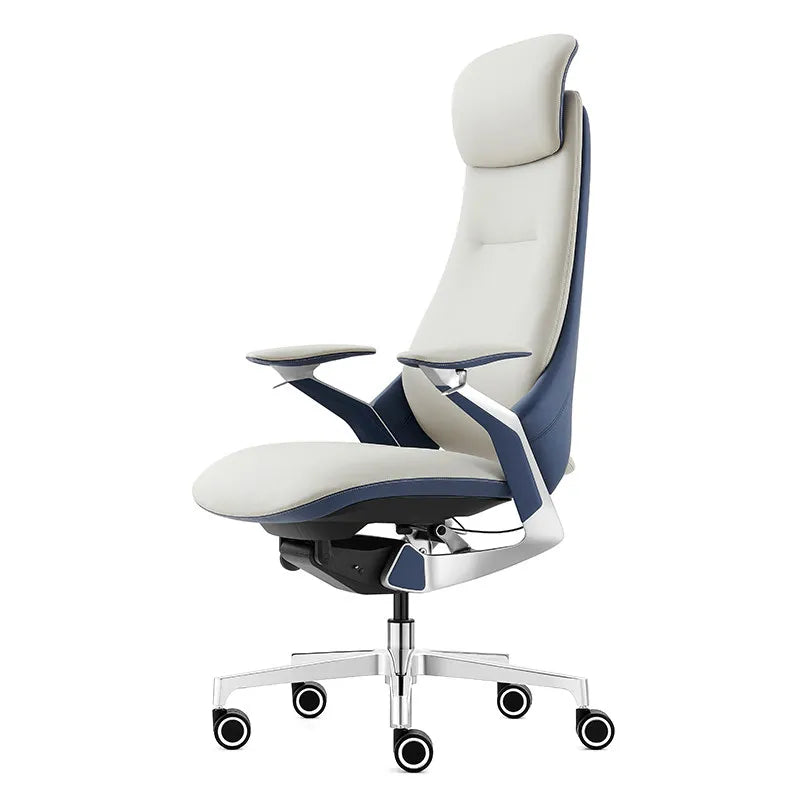 Leather Ergonomic Office Chair Solid — Ivory | KIMLUD