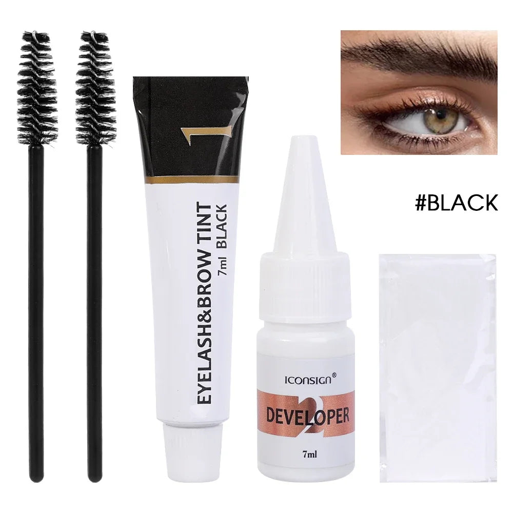 Semi Permanent Dye Kit 2-in-1 Waterproof Brow Tint — Black Brown | KIMLUD