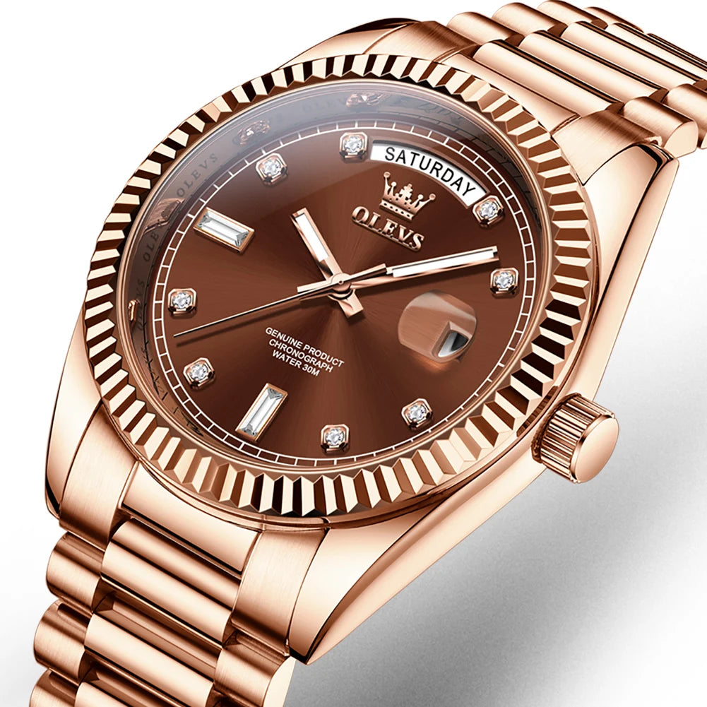 Gold-Tone Stainless Steel Automatic Watch Date — Gold | KIMLUD