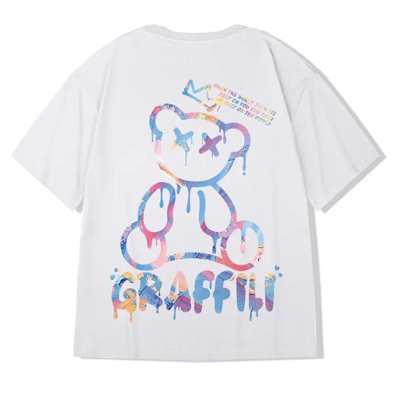 Oversized T-Shirt - New Korean Style - Cotton-Polyester - Round Neck | KIMLUD