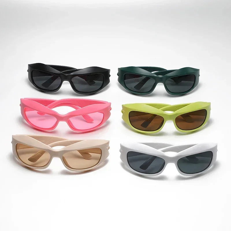 Steampunk Style Sunglasses Curved Lenses — Multicolor | KIMLUD