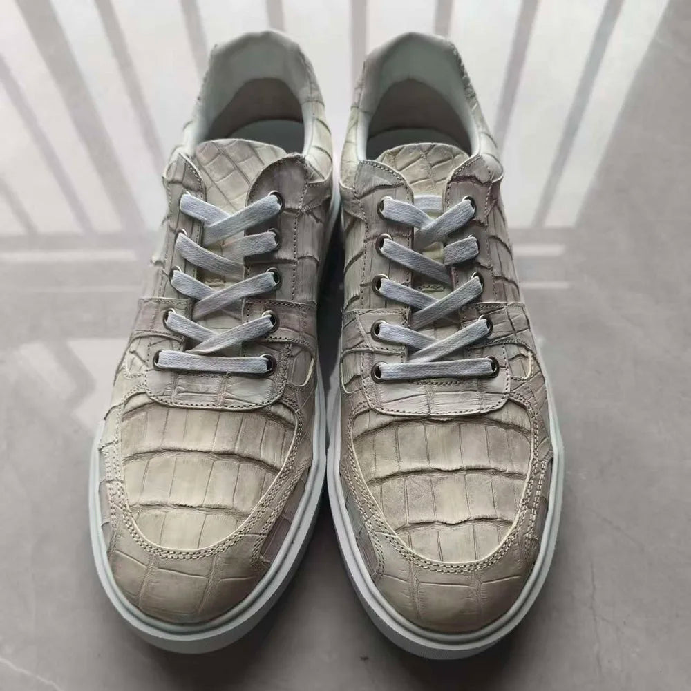 2025 new arrival Fashion Crocodile Skin causal shoes men,male Genuine leather Sneakers pdd665