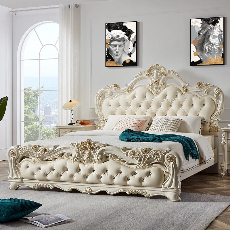 Princess France Bed Double Headboards Design Aesthetics Romantic Bed Bedroom Girls Wedding Muebles Lounge Suite Furniture