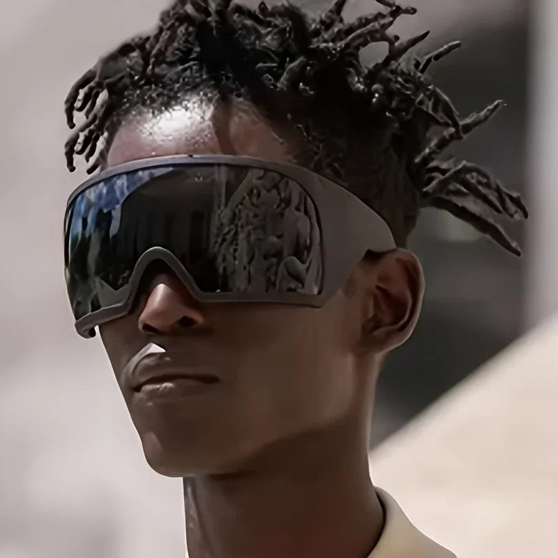 Oversized Shield Sunglasses Wrap Anti Wind UV400 — Black | KIMLUD