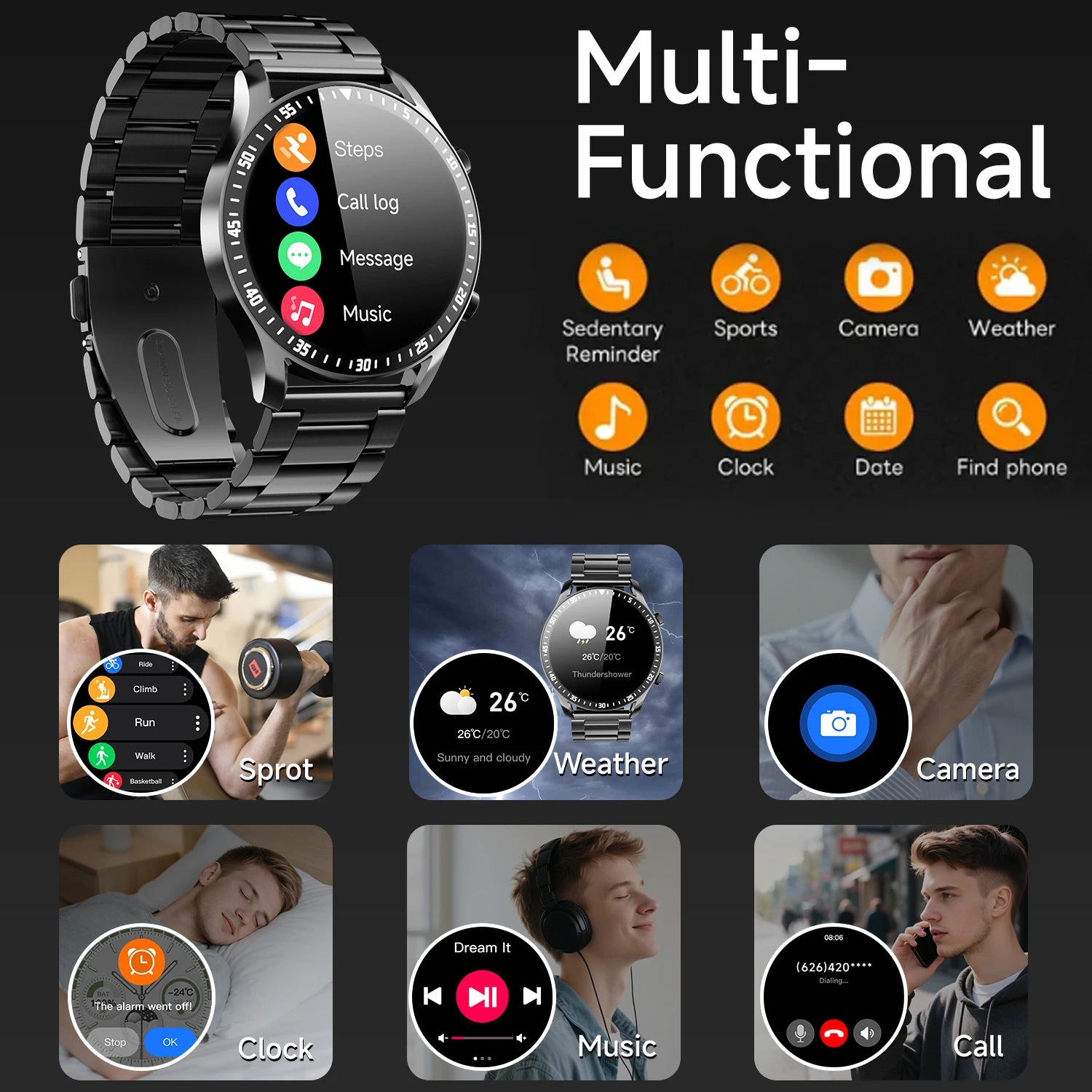 2025 New Sports Smartwatch for Man Bluetooth Call Camera Control Music Player AI Voice Fitness Tracker Watches for xiaomi Woman