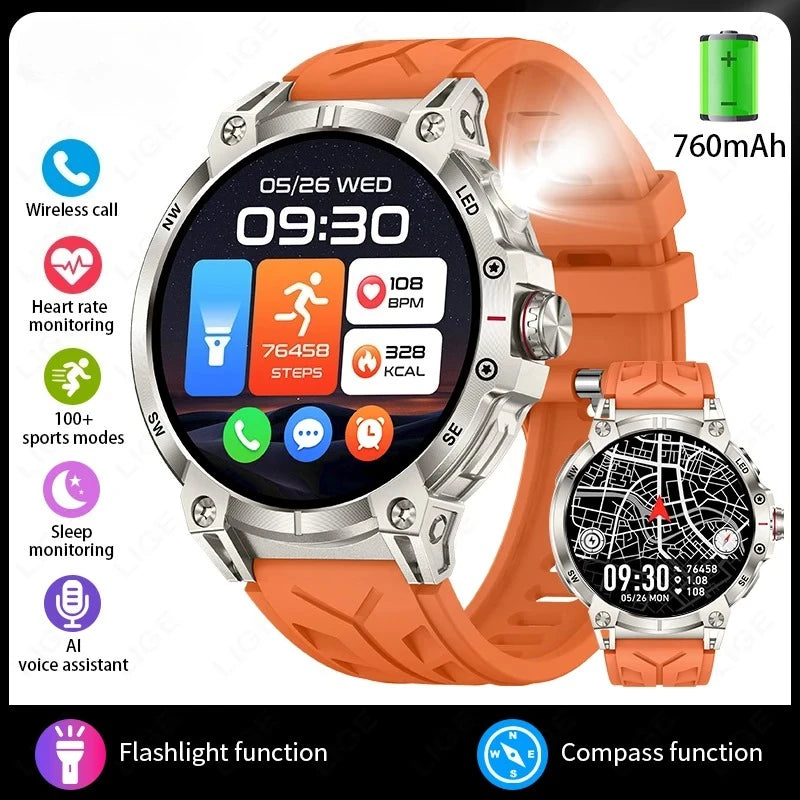 Xiaomi Military Smart Watch Men 760mAh Large Battery LED Flashlight Compass Smartwatch Heart Rate Waterproof Call Smartwatches