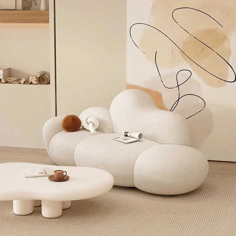Lambswool Modern Sofa Mid Century Luxe Comfort Quiet Luxury Upholstery — White | KIMLUD