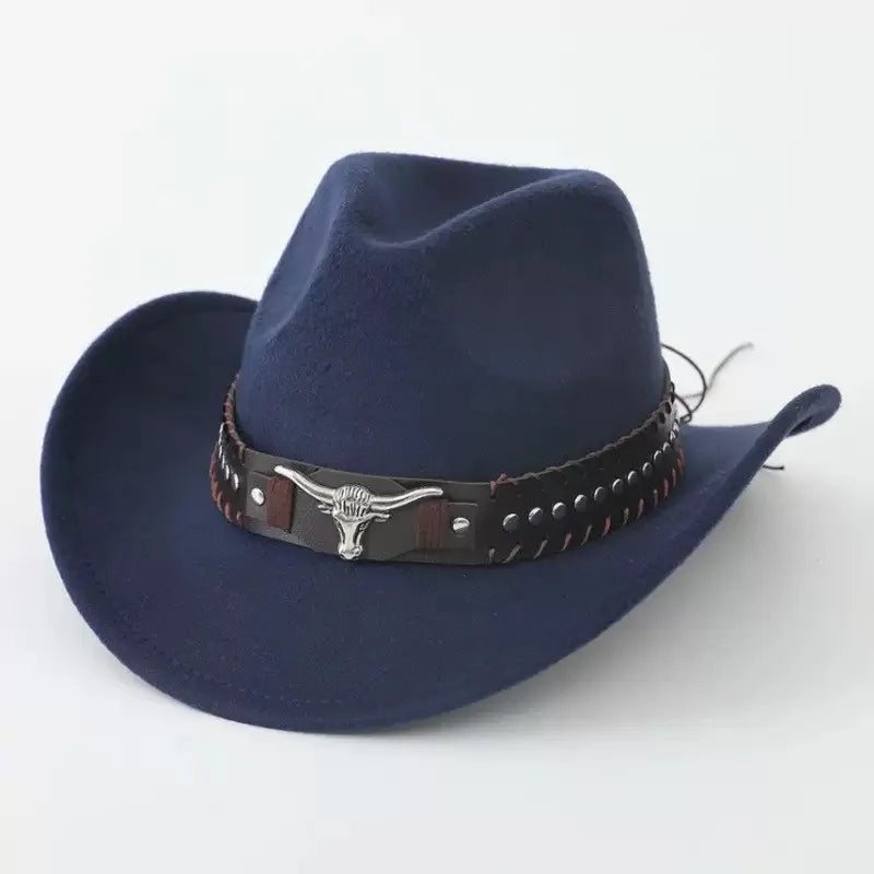 Felt Western Cowboy Hat With Bullhead Rivets — Sand | KIMLUD