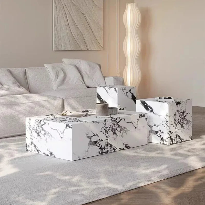 Marble Side Table Minimalist Modern — White | KIMLUD