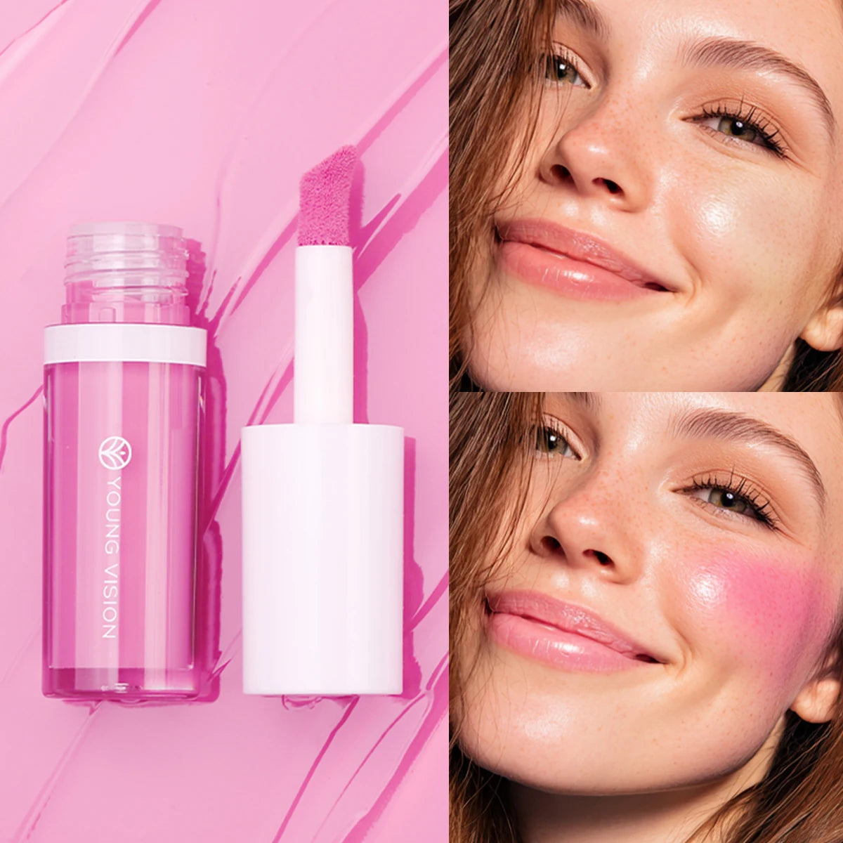 YOUNG VISION 3 Colors Lightweight Moisturizing Liquid Blush for Lips & Cheeks Highlighting & Color Showing Blush