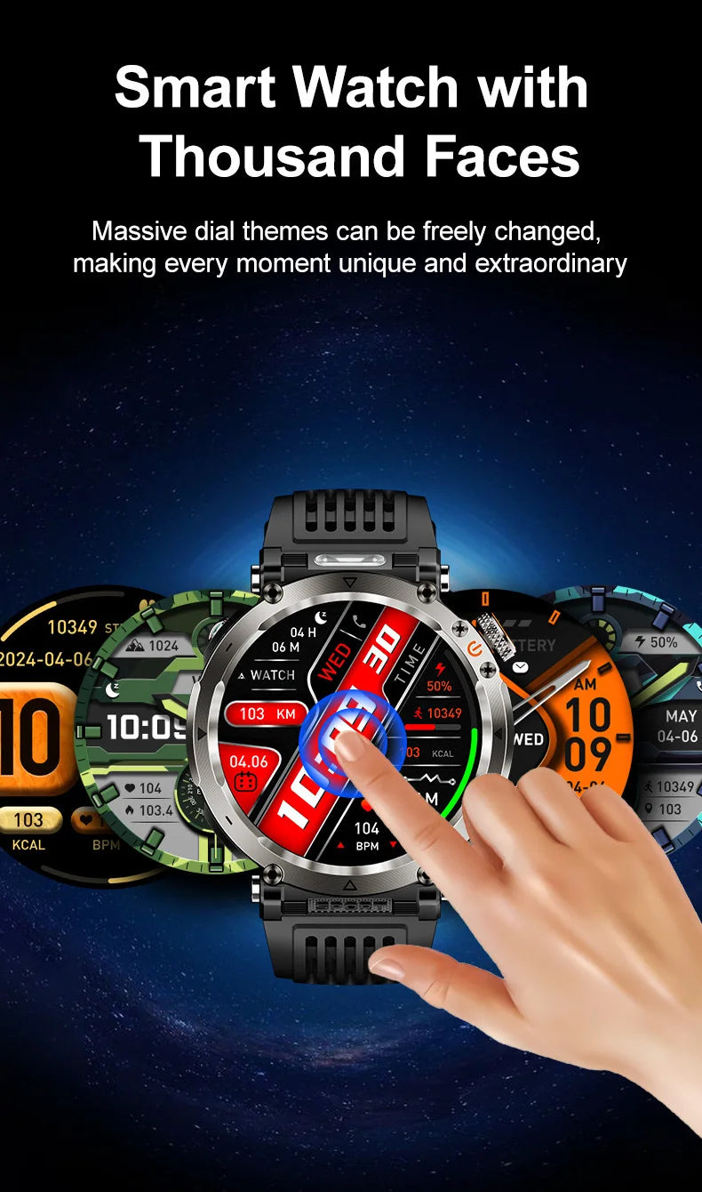 HT30 Smart Watch Bluetooth Call Men Outdoor Sports Fitness Compass Heart Rate Health Monitoring 600mAh Large Battery Smartwatch