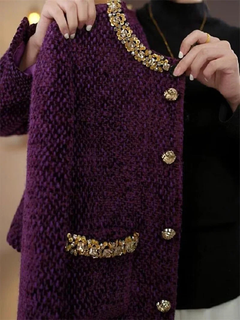 High-Quality Small Fragrance Coat Female 2025Heavy Industry New Short Jacket Women French Outwear Temperament Tweed Overwear Top