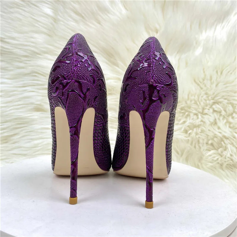 Pumps – Pointed Toe Slip On – Microfiber – Purple | KIMLUD