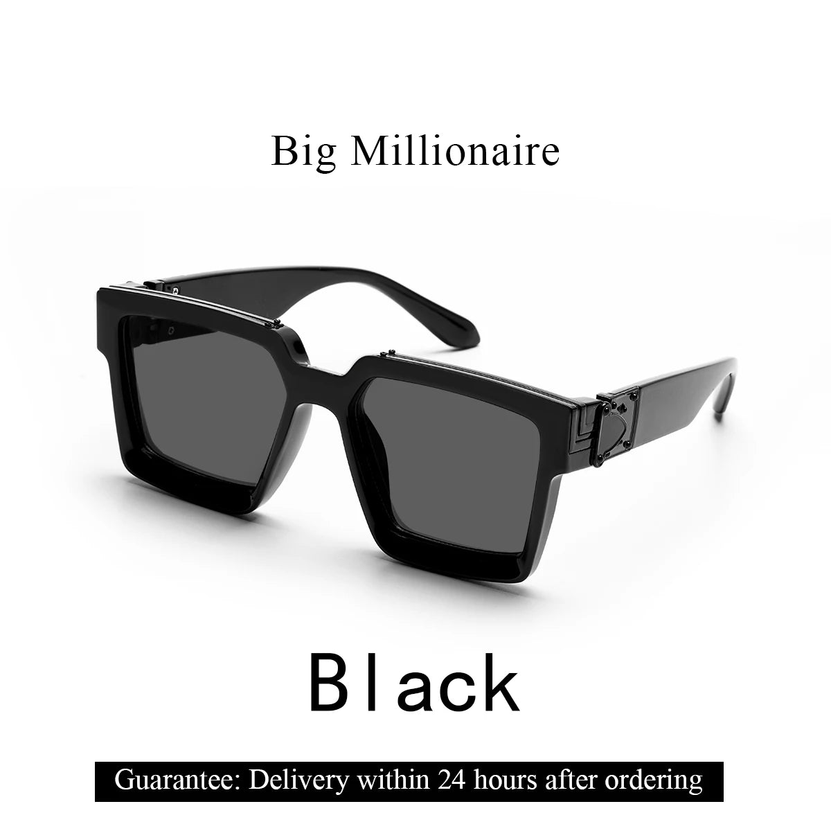 Retro Square Sunglasses Millionaire Shades — Black | KIMLUD