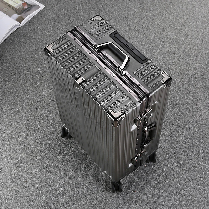 Aluminum Frame Suitcase 20 inch Boarding Cabin Rolling Luggage Trolley Case Password Suitcases on Wheels Men and Women Students