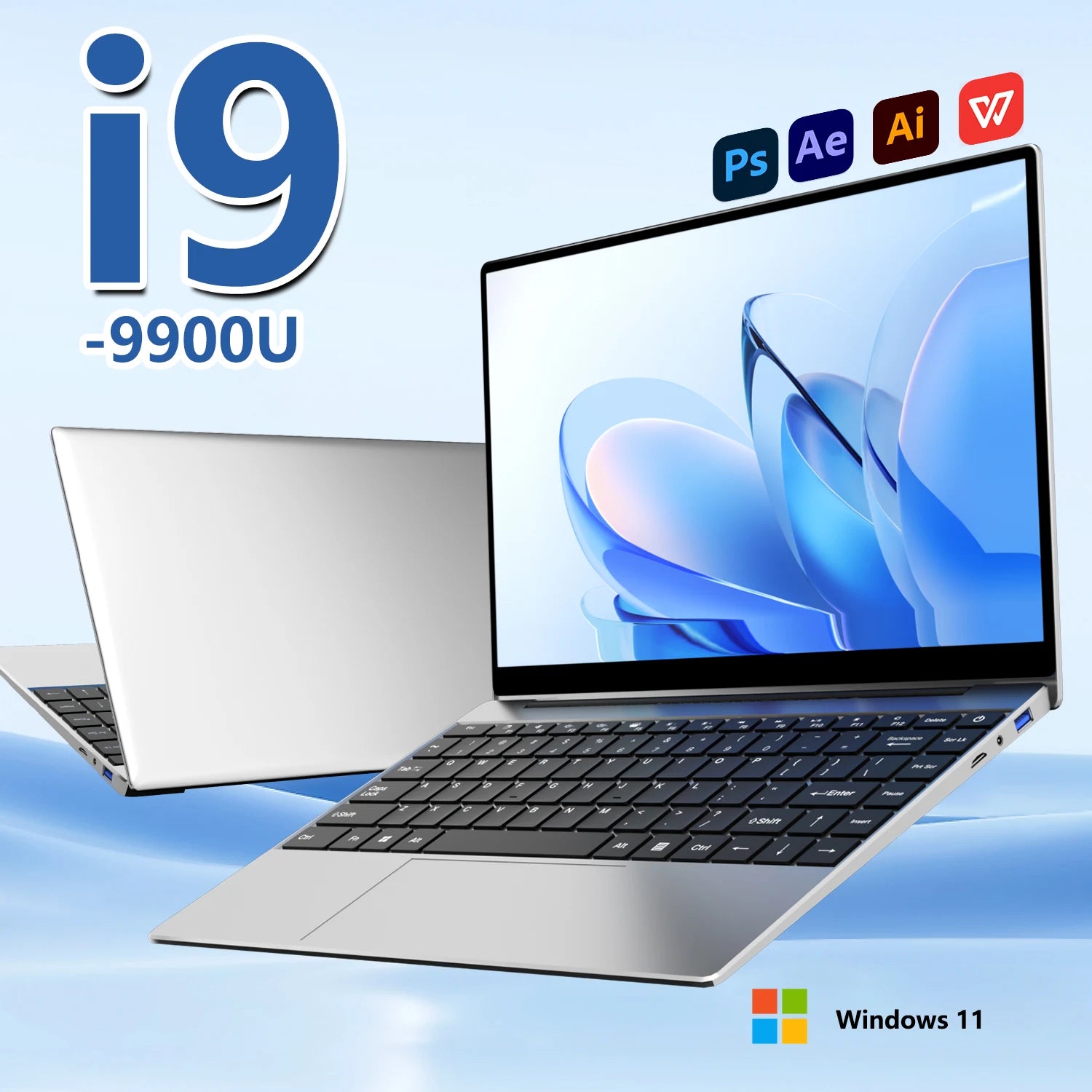 Aluminum Slim Laptop i9-9900U 32GB 2TB SSD — Silver | KIMLUD