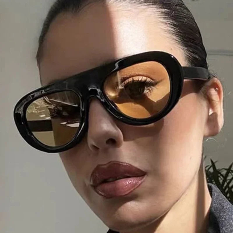 Oversized Pilot Sunglasses Big Frame Windproof UV400 — Black | KIMLUD
