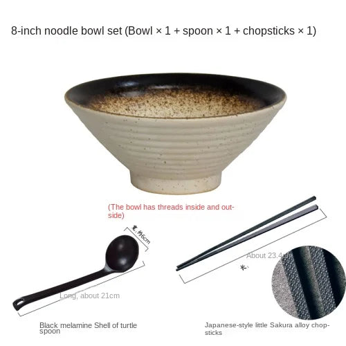 Porcelain Japanese Ramen Bowl Large — Black | KIMLUD