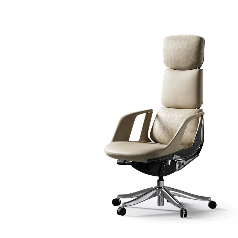 Genuine Leather Solid Office Chair — Burgundy | KIMLUD