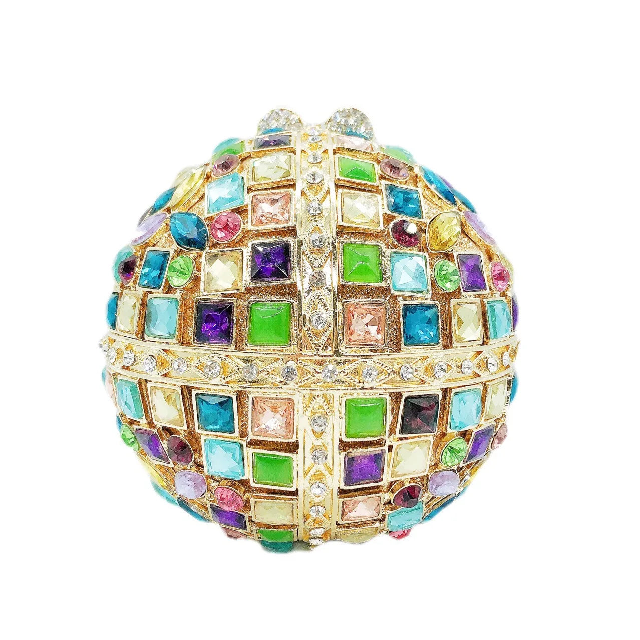 Woman Silver Crystal Stone Ball Shape Evening Bag Banquet Birthday Party Gift Lady Handbag Wedding Bridal Diamond Hollow Purse