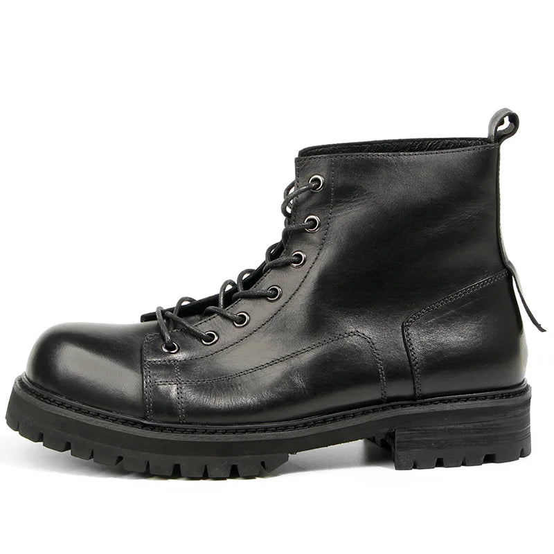 Goodyear-Welted Motorcycle Boots Rugged Heritage — Vintage Oil | KIMLUD