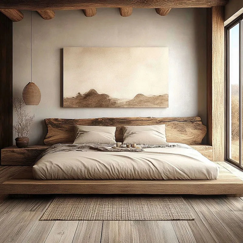 Mahogany Wood Bed Frame Tatami — Mahogany | KIMLUD