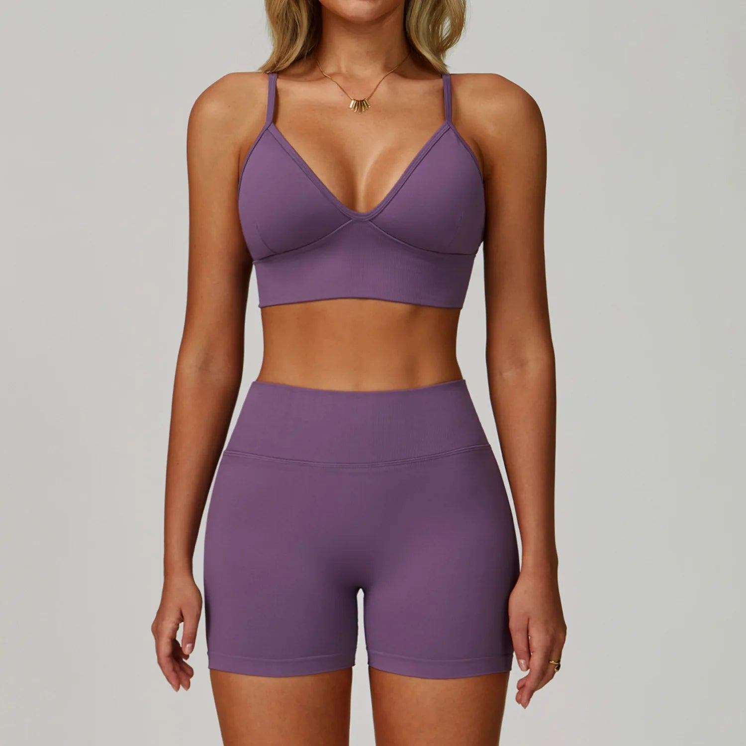 Seamless Nylon-Elastane Yoga Set High Waist Breathable — Crimson Red | KIMLUD