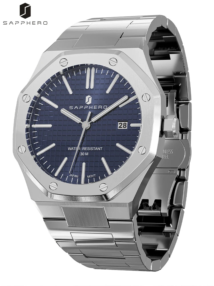 SAPPHERO Rose gold Men watches 30M waterproof stainless steels watches Quartz Watch  Men Business Fashion watches for men watche
