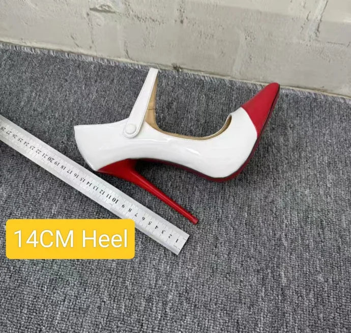 Stiletto Pumps – Front Strap – Patent Leather – Multicolor | KIMLUD