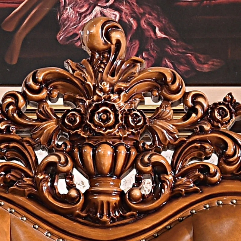 Genuine Leather Bed Romantic Design — Cognac Brown | KIMLUD